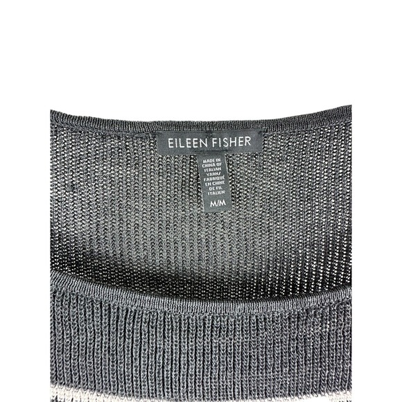 EILEEN FISHER Fine Organic Linen Knit Top Graphite Sz M Org $228 - Picture 2 of 6